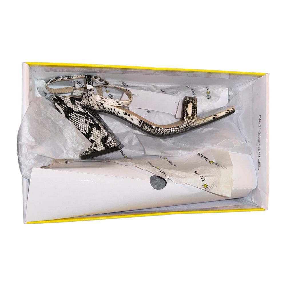 Seven Dials Sandal Ankle Strap Heels Black White Snake Print Size 8M - Picture 5 of 6